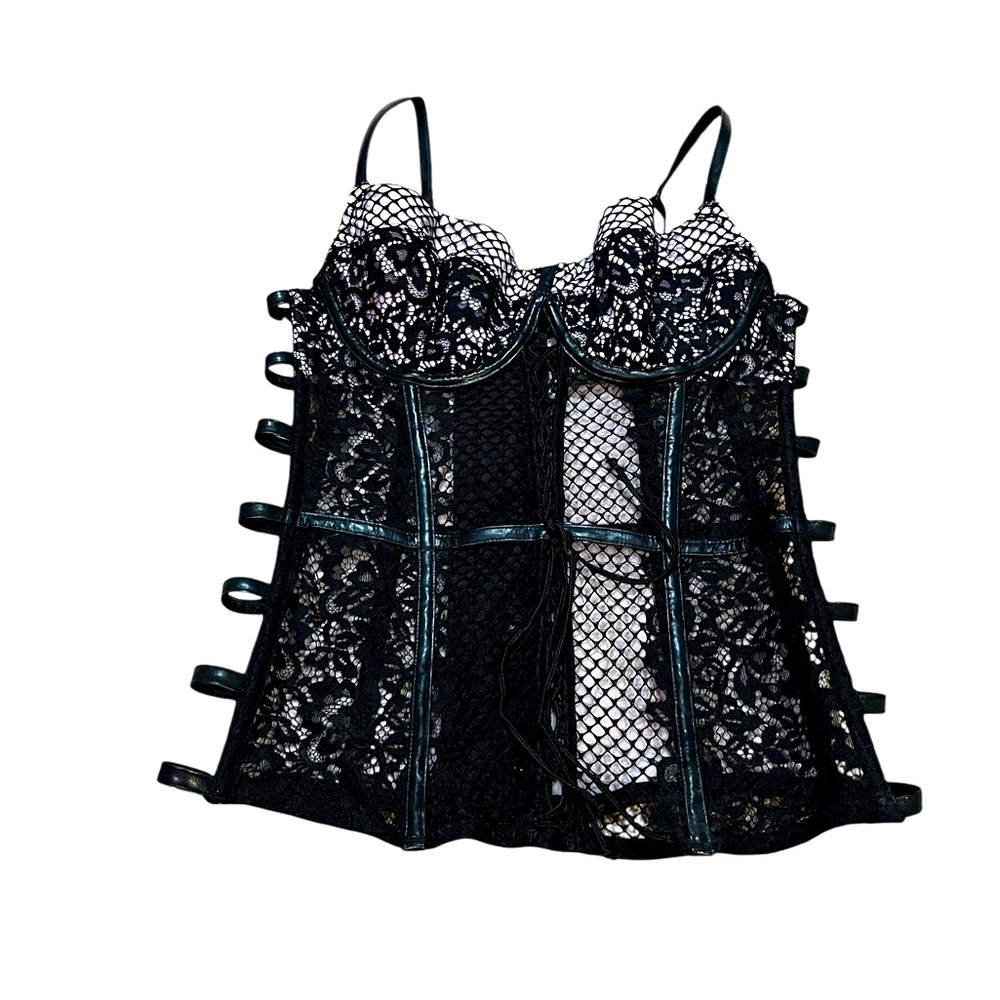 Victoria's Secret size 34B longline black lace bra lingerie coquette sexy NWT